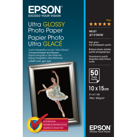 Epson Ultra Glossy Photo Paper - Glossy - 100 x 150 mm 50 sheet(s) photo paper - for EcoTank ET-1810, 2810, 2811, 2814, 2815, 2820, 2825, 2826, 2850, 2851, 2856, 4800, 4850 - 0