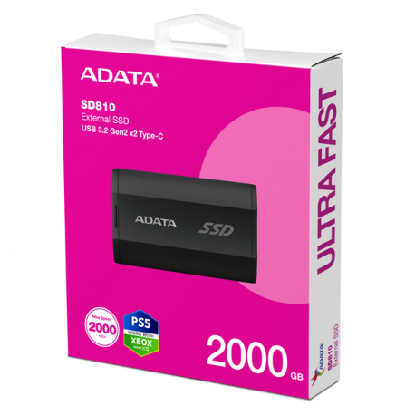 ADATA SD810 - SSD - 2 TB - external (portable) - USB 3.2 Gen 2 (USB-C connector) - black - 4