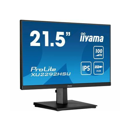 iiyama ProLite XU2292HSU-B6 - LED monitor - 22" (21.5" viewable) - 1920 x 1080 Full HD (1080p) @ 100 Hz - IPS - 250 cd / m² - 1000:1 - 0.4 ms - HDMI, DisplayPort - speakers - matte black - 0