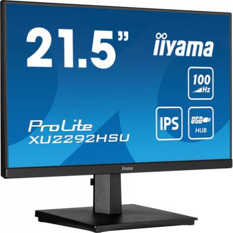 iiyama ProLite XU2292HSU-B6 - LED monitor - 22" (21.5" viewable) - 1920 x 1080 Full HD (1080p) @ 100 Hz - IPS - 250 cd / m² - 1000:1 - 0.4 ms - HDMI, DisplayPort - speakers - matte black - 1