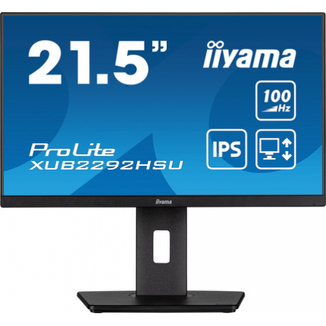 iiyama ProLite XUB2292HSU-B6 - LED monitor - 22" (21.5" viewable) - 1920 x 1080 Full HD (1080p) @ 100 Hz - IPS - 250 cd / m² - 1000:1 - 0.4 ms - HDMI, DisplayPort - speakers - matte black - 8