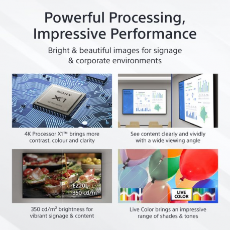 Sony Bravia Professional Displays FW-43EZ20L - 43" Diagonal Class EZ20L Series LED-backlit LCD display - digital signage - Android TV - 4K UHD (2160p) 3840 x 2160 - HDR - Direct LED - hairline black - 17