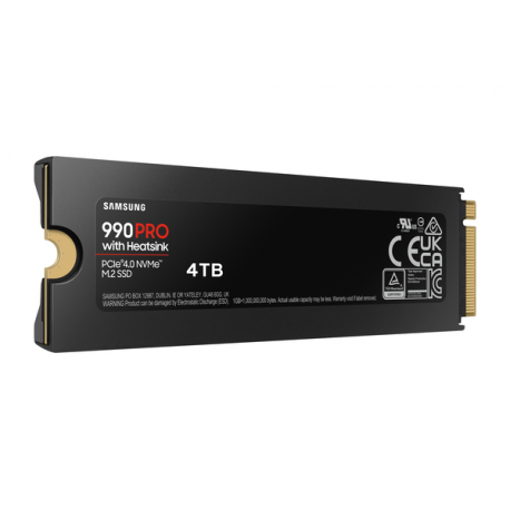 Samsung 990 PRO MZ-V9P4T0CW - SSD - encrypted - 4 TB - internal - M.2 2280 - PCIe 4.0 x4 (NVMe) - 256-bit AES - TCG Opal Encryption - integrated heatsink - 5