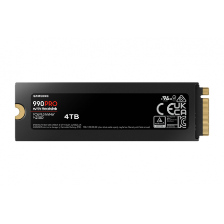 Samsung 990 PRO MZ-V9P4T0CW - SSD - encrypted - 4 TB - internal - M.2 2280 - PCIe 4.0 x4 (NVMe) - 256-bit AES - TCG Opal Encryption - integrated heatsink - 11