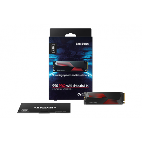Samsung 990 PRO MZ-V9P4T0CW - SSD - encrypted - 4 TB - internal - M.2 2280 - PCIe 4.0 x4 (NVMe) - 256-bit AES - TCG Opal Encryption - integrated heatsink - 12
