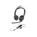 Poly Blackwire 5220 - Blackwire 5200 series - headset - on-ear - wired - active noise cancelling - 3.5 mm jack, USB-A - black - Certified for Skype for Business, Certified for Microsoft Teams, Avaya Certified, Cisco Jabber Certified