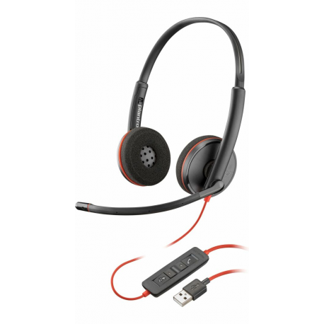 Poly Blackwire 3220 - 3200 Series - headset - on-ear - wired - active noise cancelling - USB - black - Skype Certified, Avaya Certified, Cisco Jabber Certified - 0