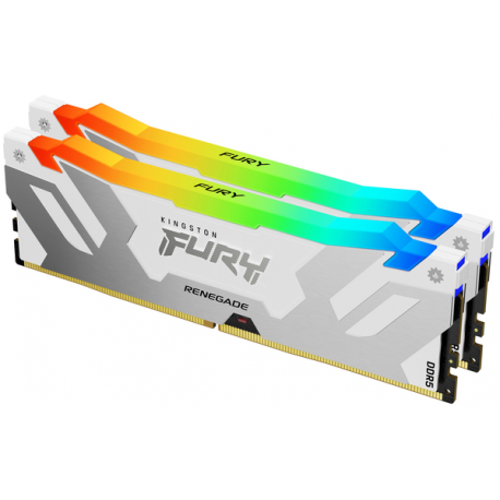 Kingston FURY Renegade RGB - DDR5 - kit - 64 GB: 2 x 32 GB - DIMM 288-pin - 6400 MHz  /  PC5-51200 - CL32 - 1.1 V - unbuffered - on-die ECC - white, silver - 0