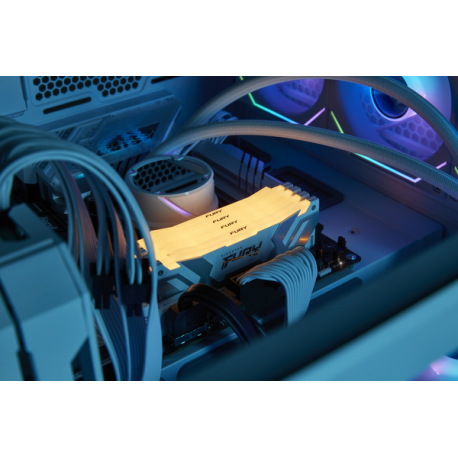 Kingston FURY Renegade RGB - DDR5 - kit - 64 GB: 2 x 32 GB - DIMM 288-pin - 6400 MHz  /  PC5-51200 - CL32 - 1.1 V - unbuffered - on-die ECC - white, silver - 3