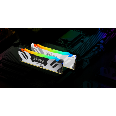 Kingston FURY Renegade RGB - DDR5 - kit - 64 GB: 2 x 32 GB - DIMM 288-pin - 6400 MHz  /  PC5-51200 - CL32 - 1.1 V - unbuffered - on-die ECC - white, silver - 4