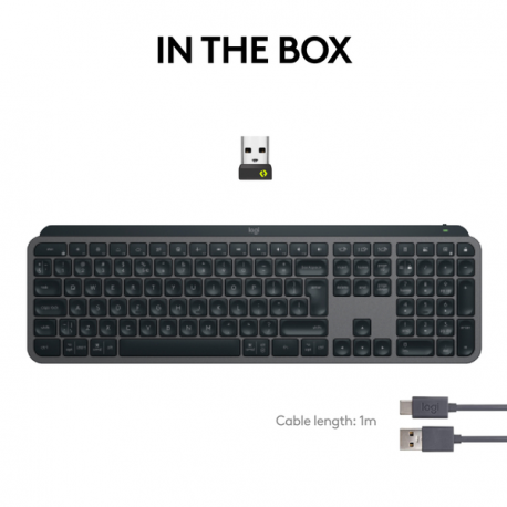 Logitech MX Keys S - Keyboard - backlit - wireless - Bluetooth LE - AZERTY - Belgium - key switch: Scissor-Key - graphite - 29