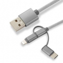 CoreParts - USB cable - USB (M) to Lightning, Micro-USB Type B, 24 pin USB-C (M) - 1 cm - grey