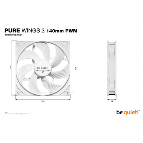 be quiet! Pure Wings 3 - Case fan - PWM - 140 mm - white - 4
