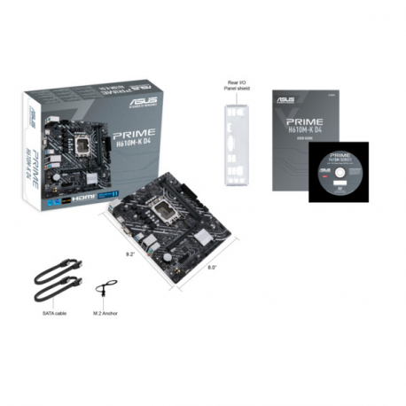 ASUS PRIME H610M-K D4 - Motherboard - micro ATX - LGA1700 Socket - H610 Chipset - USB 3.2 Gen 1 - Gigabit LAN - onboard graphics (CPU required) - HD Audio (8-channel) - 2