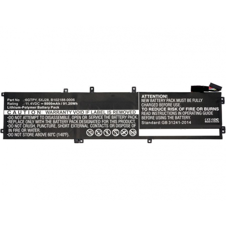 CoreParts - Laptop battery - lithium polymer - 8000 mAh - 91.2 Wh - black - for Dell Precision 5520; XPS 15 9560 - 0