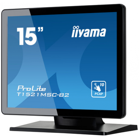 iiyama ProLite T1521MSC-B2 - LED monitor - 15" - touchscreen - 1024 x 768 - TN - 370 cd / m² - 800:1 - 8 ms - HDMI, VGA - speakers - matte black - 2