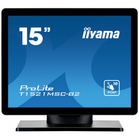iiyama ProLite T1521MSC-B2 - LED monitor - 15" - touchscreen - 1024 x 768 - TN - 370 cd / m² - 800:1 - 8 ms - HDMI, VGA - speakers - matte black - 7