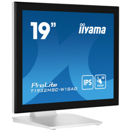 iiyama ProLite T1932MSC-W1SAG - LCD monitor - 19" - touchscreen - 1280 x 1024 - IPS - 250 cd / m² - 1000:1 - 14 ms - HDMI, VGA, DisplayPort - speakers - matt white - 3
