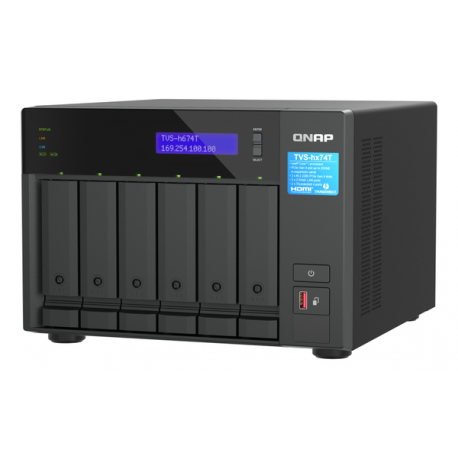 QNAP TVS-H674T - NAS server - 6 bays - SATA 6Gb / s - RAID RAID 0, 1, 5, 6, 10, 50, JBOD - RAM 32 GB - 2.5 Gigabit Ethernet - iSCSI support - 9