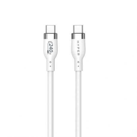 HyperJuice - USB cable - 24 pin USB-C (M) to 24 pin USB-C (M) - USB 2.0 - 2 m - extended power range (EPR), USB Power Delivery (240W) - white - 0