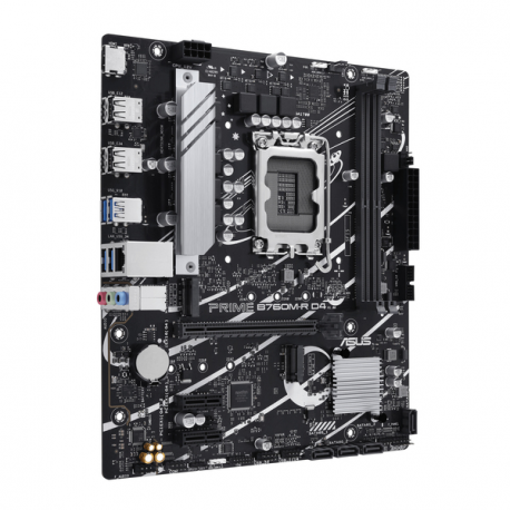 ASUS PRO B760M-R D4 - Motherboard - micro ATX - LGA1700 Socket - B760 Chipset - USB 3.2 Gen 1 - 2.5 Gigabit LAN - onboard graphics (CPU required) - HD Audio (8-channel) - 6