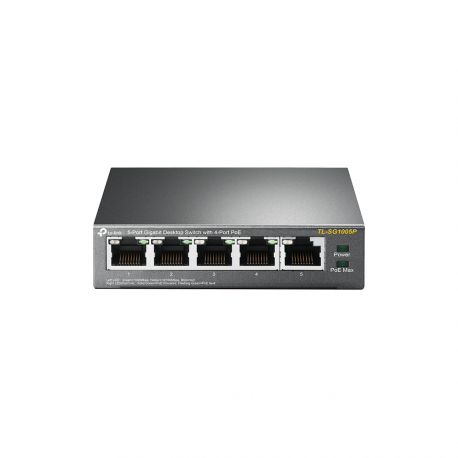 TP-Link TL-SG1005P V5 - Switch - unmanaged - 4 x 10 / 100 / 1000 (PoE+) + 1 x 10 / 100 / 1000 - desktop, wall-mountable - PoE+ (65 W) - 0