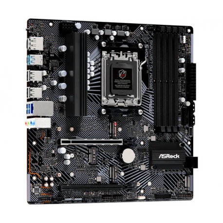 ASRock B650M PG Lightning - Motherboard - micro ATX - Socket AM5 - AMD B650 Chipset - USB 3.2 Gen 1, USB 3.2 Gen 2, USB-C 3.2 Gen2, USB-C 3.2 Gen 1 - 2.5 Gigabit LAN - onboard graphics (CPU required) - HD Audio (8-channel) - 3