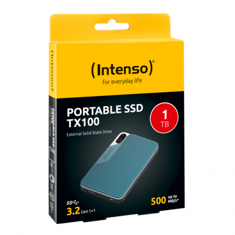 Intenso TX100 - SSD - 1 TB - external (portable) - USB 3.2 Gen 1x1 (USB-C connector) - grey-blue - 3