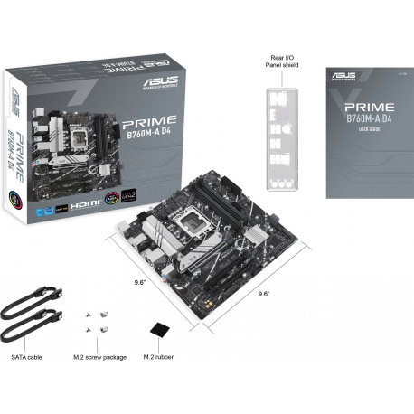 ASUS PRIME B760M-A D4-CSM - Motherboard - micro ATX - LGA1700 Socket - B760 Chipset - USB-C 3.2 Gen 1, USB 3.2 Gen 2, USB 3.2 Gen 1 - 2.5 Gigabit LAN - onboard graphics (CPU required) - HD Audio (8-channel) - 6
