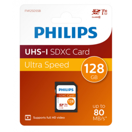Philips FM12SD55B - Flash memory card - 128 GB - UHS Class 1 / Class10 - SDXC - 1