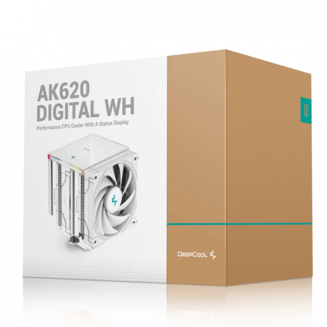 Deepcool AK620 DIGITAL WH - Processor cooler - (for: LGA1155, LGA2011, LGA1150, LGA2011-3, LGA1151, AM4, LGA2066, LGA1200, LGA1700, AM5) - 120 mm - white - 7