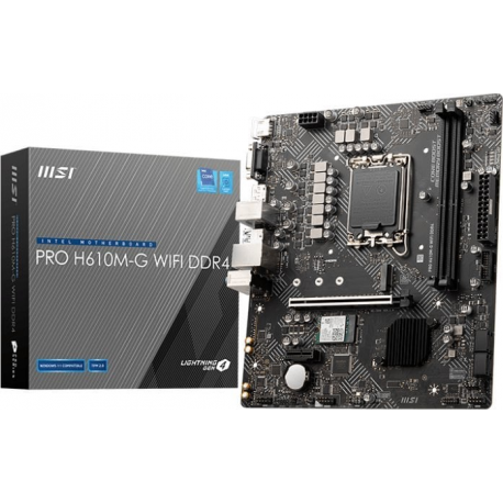 MSI PRO H610M-G WIFI DDR4 - Motherboard - micro ATX - LGA1700 Socket - H610 Chipset - USB 3.2 Gen 1 - Gigabit LAN, Wi-Fi, Bluetooth - onboard graphics (CPU required) - HD Audio (8-channel) - 0
