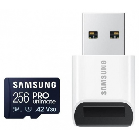 Samsung PRO Ultimate MB-MY256SB - Flash memory card - 256 GB - A2  /  Video Class V30  /  UHS-I U3 - microSDXC UHS-I - blue - 3