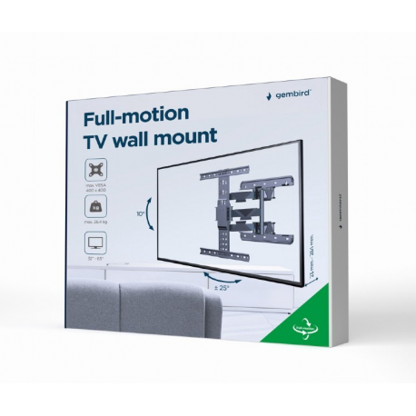 Gembird - Mounting kit (wall mount) - for LCD TV - full motion - steel - screen size: 32"-65" - 3