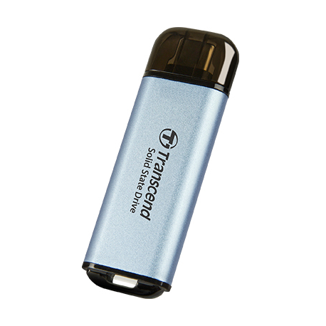 Transcend ESD300C - SSD - 512 GB - external (portable) - USB 3.2 Gen 2x1 (USB-C connector) - sky blue - 1