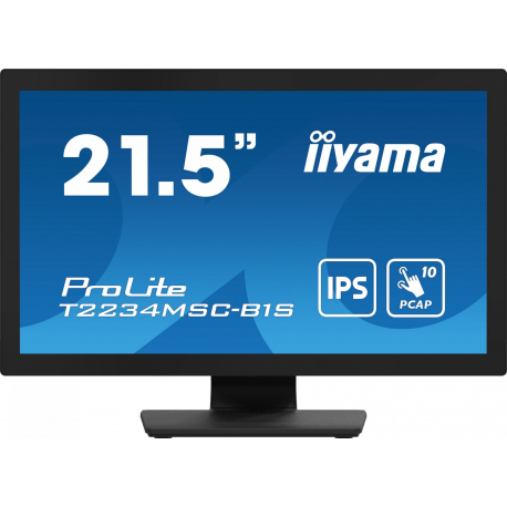 iiyama ProLite T2234MSC-B1S - LED monitor - 22" (21.5" viewable) - touchscreen - 1920 x 1080 Full HD (1080p) - IPS - 350 cd / m² - 1000:1 - 18 ms - HDMI, VGA, DisplayPort - speakers - black, matte - 0