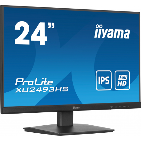 iiyama ProLite XU2493HS-B6 - LED monitor - 24" (23.8" viewable) - 1920 x 1080 Full HD (1080p) @ 100 Hz - IPS - 250 cd / m² - 1300:1 - 0.5 ms - HDMI, DisplayPort - speakers - black, matte - 5