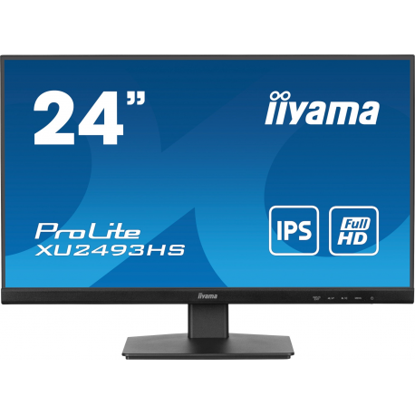 iiyama ProLite XU2493HS-B6 - LED monitor - 24" (23.8" viewable) - 1920 x 1080 Full HD (1080p) @ 100 Hz - IPS - 250 cd / m² - 1300:1 - 0.5 ms - HDMI, DisplayPort - speakers - black, matte - 18