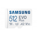 Samsung EVO Plus MB-MC512S - Flash memory card (microSDXC to SD adapter included) - 512 GB - A2 / Video Class V30 / UHS-I U3 / Class10 - microSDXC UHS-I - white