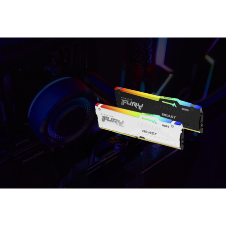 Kingston FURY Beast RGB - DDR5 - module - 16 GB - DIMM 288-pin - 6400 MHz  /  PC5-51200 - CL32 - 1.4 V - unbuffered - on-die ECC - black - 11