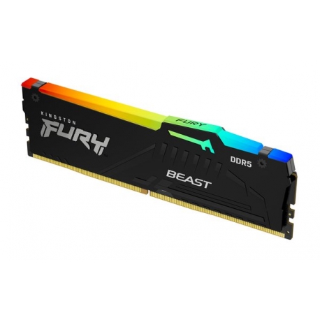 Kingston FURY Beast RGB - DDR5 - module - 16 GB - DIMM 288-pin - 6400 MHz  /  PC5-51200 - CL32 - 1.4 V - unbuffered - on-die ECC - black - 36
