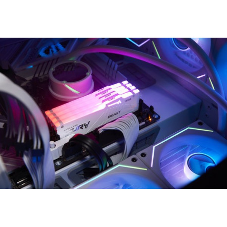 Kingston FURY Beast RGB - DDR5 - module - 16 GB - DIMM 288-pin - 6400 MHz  /  PC5-51200 - CL32 - 1.4 V - unbuffered - on-die ECC - white - 7