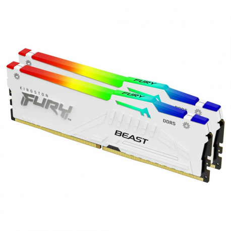 Kingston FURY Beast RGB - DDR4 - kit - 64 GB: 2 x 32 GB - DIMM 288-pin - 6400 MHz  /  PC5-51200 - CL32 - 1.4 V - unbuffered - on-die ECC - white - 5