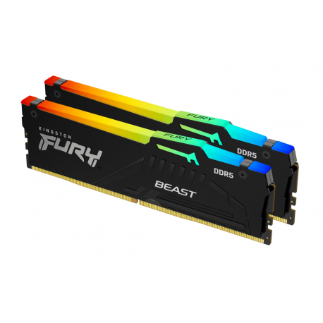 Kingston FURY Beast RGB - DDR5 - kit - 32 GB: 2 x 16 GB - DIMM 288-pin - 6800 MHz  /  PC5-54400 - CL34 - 1.4 V - unbuffered - on-die ECC - black - 0