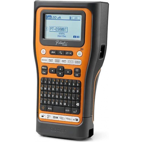 Brother P-Touch PT-E560BTVP - Labelmaker - B / W - thermal transfer - Roll (2.4 cm) - 180 dpi - up to 30 mm / sec - USB 3.0, Bluetooth 5.0 - cutter - Full & Half Cut Function, print preview, mirror print - black and orange - 1