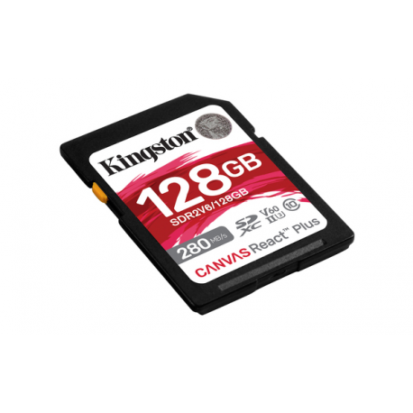 Kingston Canvas React Plus - Flash memory card - 128 GB - Video Class V60  /  UHS-II U3  /  Class10 - SDXC UHS-II - 2