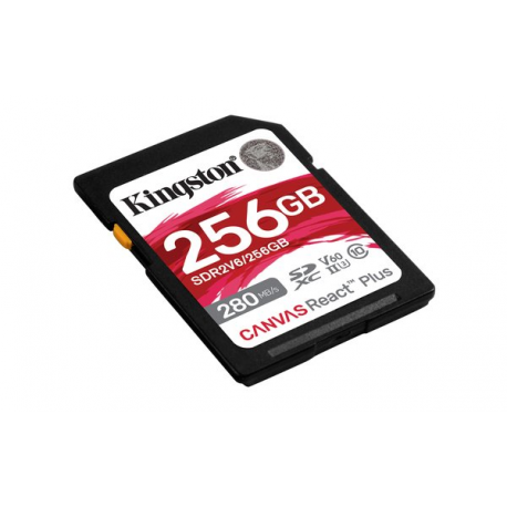 Kingston Canvas React Plus - Flash memory card - 256 GB - Video Class V60  /  UHS-II U3  /  Class10 - SDXC UHS-II - 4