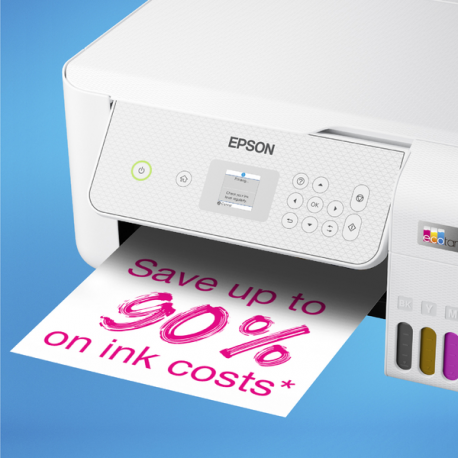 Epson EcoTank ET-2876 - Multifunction printer - colour - ink-jet - ITS - A4 (media) - up to 10 ppm (printing) - 100 sheets - USB, Wi-Fi - white - 2