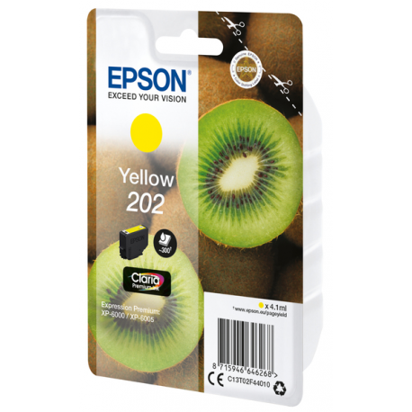 Epson 202 - 4.1 ml - yellow - original - ink cartridge - for Expression Premium XP-6000, XP-6005, XP-6100, XP-6105 - 4