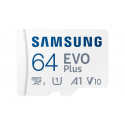 Samsung EVO Plus MB-MC64S - Flash memory card (microSDXC to SD adapter included) - 64 GB - A1  /  Video Class V10  /  UHS-I U1  /  Class10 - microSDXC UHS-I - white